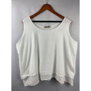 Women’s Mireille White Double Layered Tank Top Size L